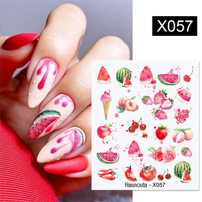 Harunouta Simple Green Theme Nail Water Decal Αυτοκόλλητο Summer DIY Slider for Manicuring Watercolor Flower Leaf Nail Art Watermark