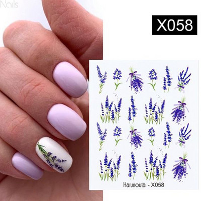 Harunouta Simple Green Theme Nail Water Decal Αυτοκόλλητο Summer DIY Slider for Manicuring Watercolor Flower Leaf Nail Art Watermark