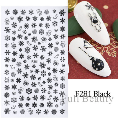 Snowflake 3D αυτοκόλλητα νυχιών Χριστουγεννιάτικα δώρα Elk Fashion Slider για μανικιούρ Χειμερινή Πρωτοχρονιά Πολωνική διακόσμηση τατουάζ PPF281-284