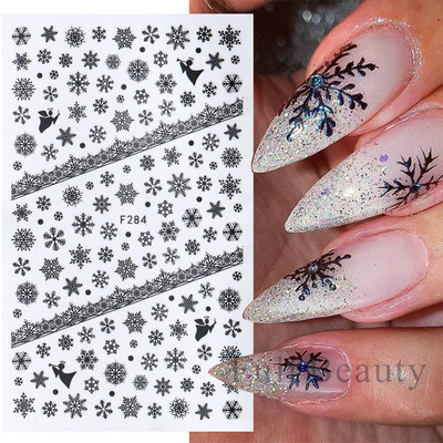 Snowflake 3D αυτοκόλλητα νυχιών Χριστουγεννιάτικα δώρα Elk Fashion Slider για μανικιούρ Χειμερινή Πρωτοχρονιά Πολωνική διακόσμηση τατουάζ PPF281-284