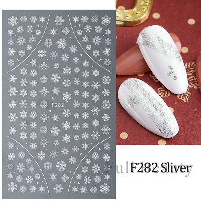 Snowflake 3D αυτοκόλλητα νυχιών Χριστουγεννιάτικα δώρα Elk Fashion Slider για μανικιούρ Χειμερινή Πρωτοχρονιά Πολωνική διακόσμηση τατουάζ PPF281-284
