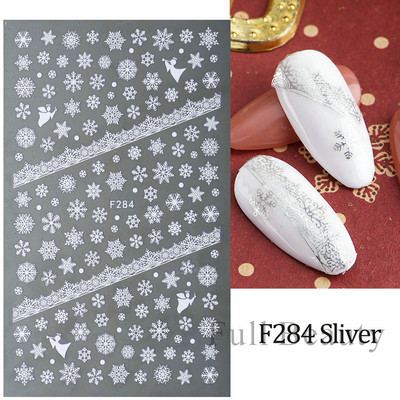 Snowflake 3D αυτοκόλλητα νυχιών Χριστουγεννιάτικα δώρα Elk Fashion Slider για μανικιούρ Χειμερινή Πρωτοχρονιά Πολωνική διακόσμηση τατουάζ PPF281-284