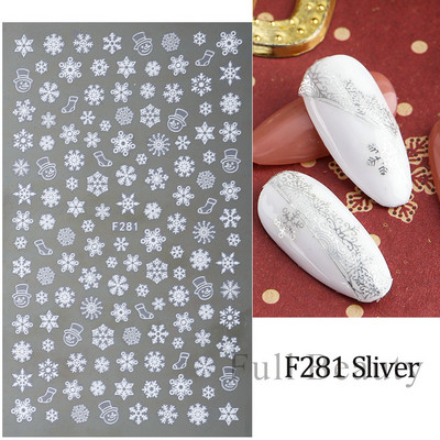 Snowflake 3D αυτοκόλλητα νυχιών Χριστουγεννιάτικα δώρα Elk Fashion Slider για μανικιούρ Χειμερινή Πρωτοχρονιά Πολωνική διακόσμηση τατουάζ PPF281-284