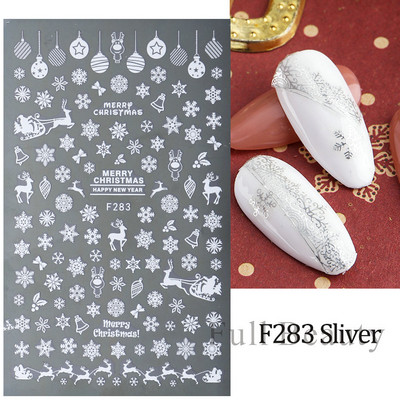 Snowflake 3D αυτοκόλλητα νυχιών Χριστουγεννιάτικα δώρα Elk Fashion Slider για μανικιούρ Χειμερινή Πρωτοχρονιά Πολωνική διακόσμηση τατουάζ PPF281-284