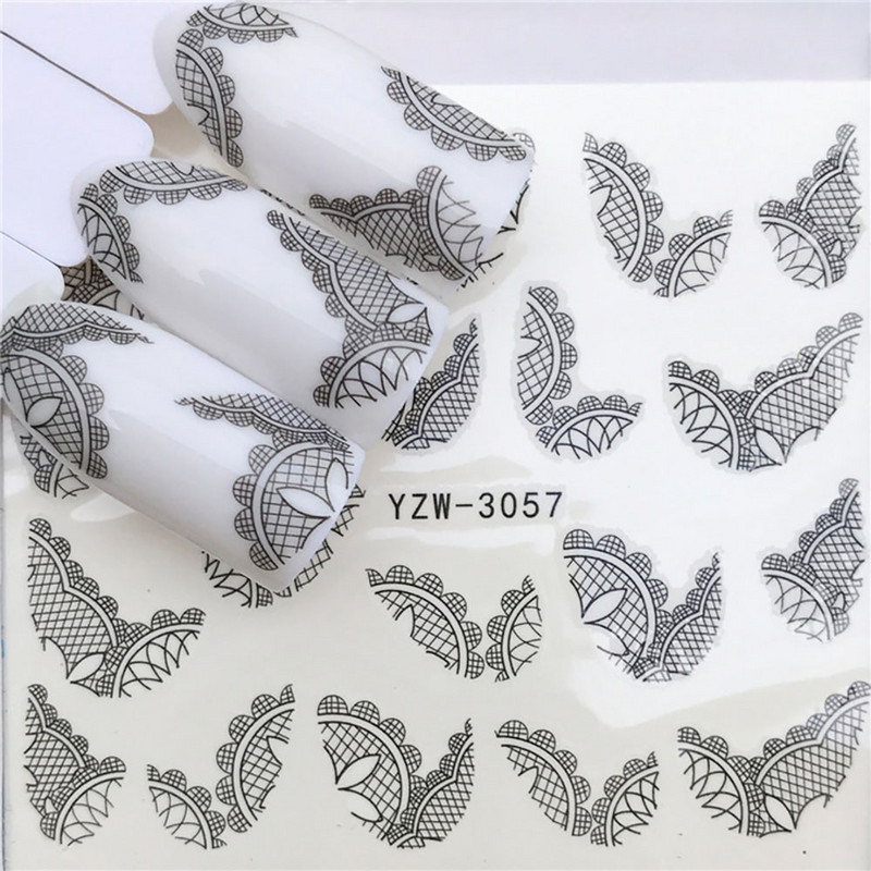 Αυτοκόλλητα μανικιούρ Μαύρο λουλούδι Αυτοκόλλητο νυχιών κινουμένων σχεδίων Αυτοκόλλητα νερού τρισδιάστατα αυτοκόλλητα λουλούδια Διακόσμηση Τέχνης Αυτοκόλλητα νυχιών γάτας για μανικιούρ