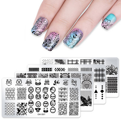 25 kujundust Nail Art stantsimall 6 x 12 cm Ristkülik Nail Art templi mall Ristkülikukujulised stantsimisplaadid