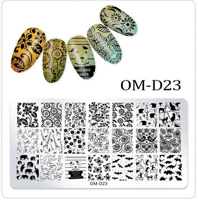 25 kujundust Nail Art stantsimall 6 x 12 cm Ristkülik Nail Art templi mall Ristkülikukujulised stantsimisplaadid