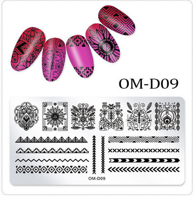 25 kujundust Nail Art stantsimall 6 x 12 cm Ristkülik Nail Art templi mall Ristkülikukujulised stantsimisplaadid