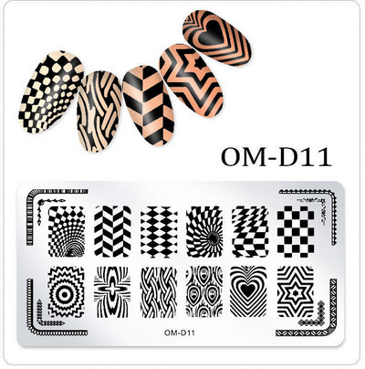 25 kujundust Nail Art stantsimall 6 x 12 cm Ristkülik Nail Art templi mall Ristkülikukujulised stantsimisplaadid