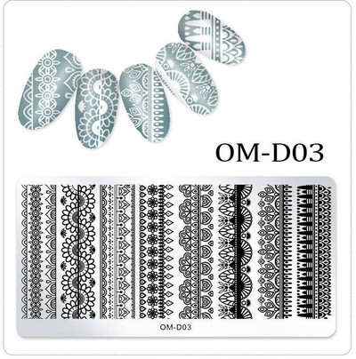 25 kujundust Nail Art stantsimall 6 x 12 cm Ristkülik Nail Art templi mall Ristkülikukujulised stantsimisplaadid