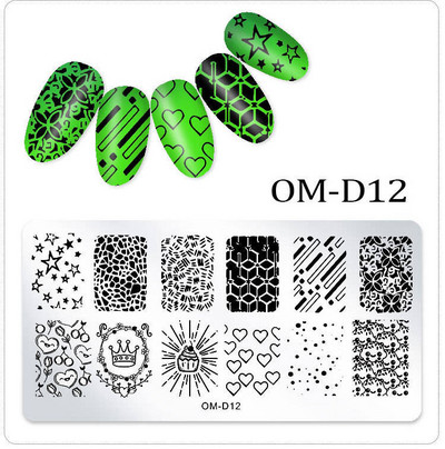 25 kujundust Nail Art stantsimall 6 x 12 cm Ristkülik Nail Art templi mall Ristkülikukujulised stantsimisplaadid