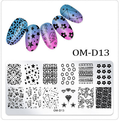 25 kujundust Nail Art stantsimall 6 x 12 cm Ristkülik Nail Art templi mall Ristkülikukujulised stantsimisplaadid
