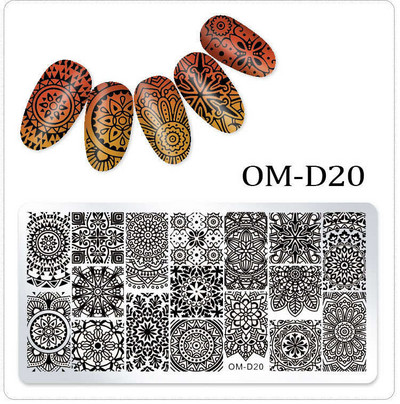 25 kujundust Nail Art stantsimall 6 x 12 cm Ristkülik Nail Art templi mall Ristkülikukujulised stantsimisplaadid