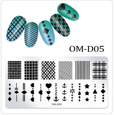 25 kujundust Nail Art stantsimall 6 x 12 cm Ristkülik Nail Art templi mall Ristkülikukujulised stantsimisplaadid
