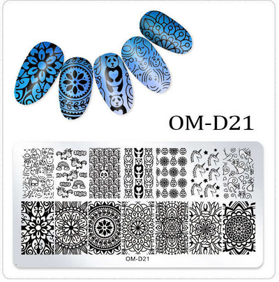 25 kujundust Nail Art stantsimall 6 x 12 cm Ristkülik Nail Art templi mall Ristkülikukujulised stantsimisplaadid
