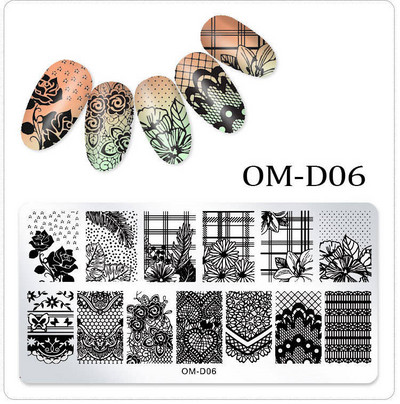 25 kujundust Nail Art stantsimall 6 x 12 cm Ristkülik Nail Art templi mall Ristkülikukujulised stantsimisplaadid