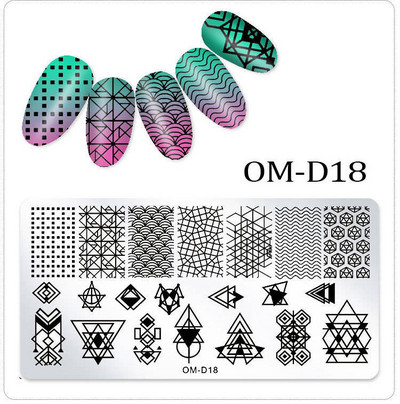 25 kujundust Nail Art stantsimall 6 x 12 cm Ristkülik Nail Art templi mall Ristkülikukujulised stantsimisplaadid