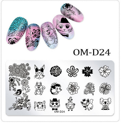 25 kujundust Nail Art stantsimall 6 x 12 cm Ristkülik Nail Art templi mall Ristkülikukujulised stantsimisplaadid