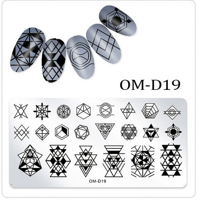 25 kujundust Nail Art stantsimall 6 x 12 cm Ristkülik Nail Art templi mall Ristkülikukujulised stantsimisplaadid