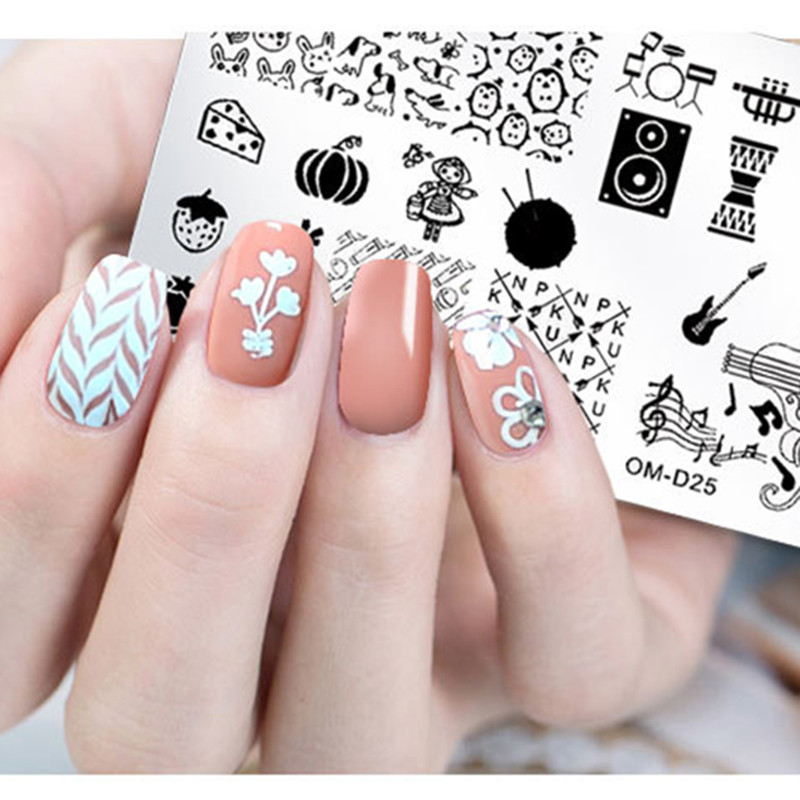 25 σχέδια Πρότυπο σφράγισης για τέχνη νυχιών 6 x 12 εκ. Ορθογώνιο Πρότυπο σφραγίδας τέχνης νυχιών Ορθογώνιες πλάκες σφράγισης