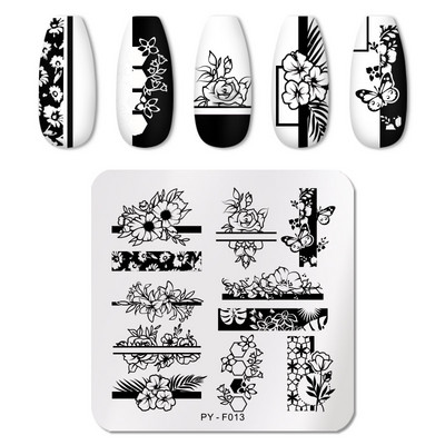 12*6 cm küünekunsti mallid templiplaat Lill liblikas loomakujutise disain klaastemperatuuri pits templite mallid plaadid