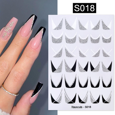 3D Gradient Ink Blooming Marble Line Nail Αυτοκόλλητα Διακόσμηση Φύλλα λουλουδιών Σχέδια πεταλούδας Gel Polish Slider για μανικιούρ Αυτοκόλλητα