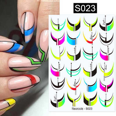 3D Gradient Ink Blooming Marble Line Nail Αυτοκόλλητα Διακόσμηση Φύλλα λουλουδιών Σχέδια πεταλούδας Gel Polish Slider για μανικιούρ Αυτοκόλλητα