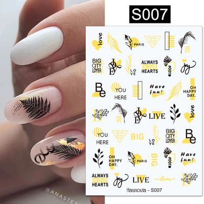 3D Gradient Ink Blooming Marble Line Nail Αυτοκόλλητα Διακόσμηση Φύλλα λουλουδιών Σχέδια πεταλούδας Gel Polish Slider για μανικιούρ Αυτοκόλλητα