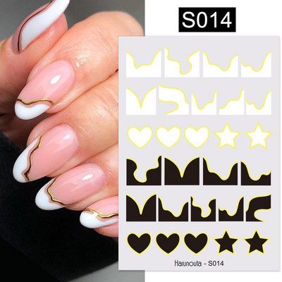3D Gradient Ink Blooming Marble Line Nail Αυτοκόλλητα Διακόσμηση Φύλλα λουλουδιών Σχέδια πεταλούδας Gel Polish Slider για μανικιούρ Αυτοκόλλητα