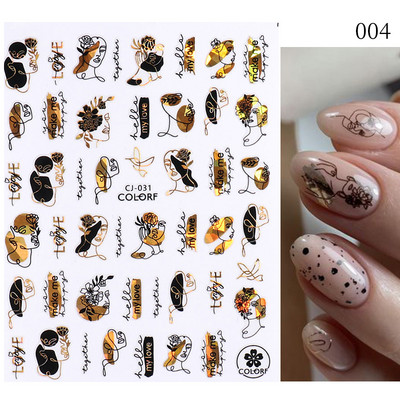 3D Gradient Ink Blooming Marble Line Nail Αυτοκόλλητα Διακόσμηση Φύλλα λουλουδιών Σχέδια πεταλούδας Gel Polish Slider για μανικιούρ Αυτοκόλλητα