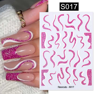 3D Gradient Ink Blooming Marble Line Nail Αυτοκόλλητα Διακόσμηση Φύλλα λουλουδιών Σχέδια πεταλούδας Gel Polish Slider για μανικιούρ Αυτοκόλλητα