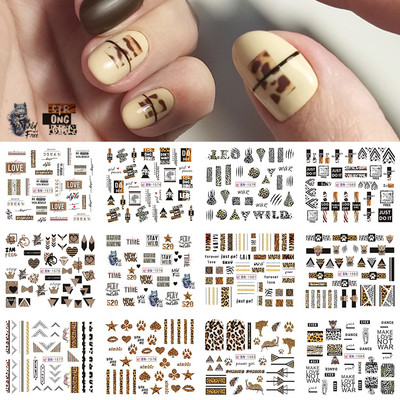 12 τεμ. Holly Tree Nails Αυτοκόλλητα Winter Greenery Elk Εορταστικό Χριστουγεννιάτικο Σχέδιο Νυχιών Διακόσμηση με μελόψωμο Drinking Water Sliders SLBN