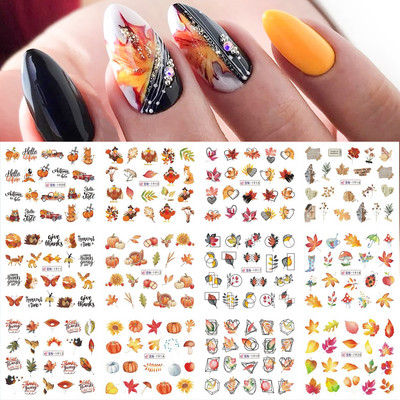 12 τεμ. Holly Tree Nails Αυτοκόλλητα Winter Greenery Elk Εορταστικό Χριστουγεννιάτικο Σχέδιο Νυχιών Διακόσμηση με μελόψωμο Drinking Water Sliders SLBN