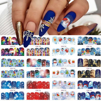 12 τεμ. Holly Tree Nails Αυτοκόλλητα Winter Greenery Elk Εορταστικό Χριστουγεννιάτικο Σχέδιο Νυχιών Διακόσμηση με μελόψωμο Drinking Water Sliders SLBN