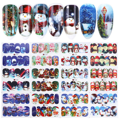 12 τεμ. Holly Tree Nails Αυτοκόλλητα Winter Greenery Elk Εορταστικό Χριστουγεννιάτικο Σχέδιο Νυχιών Διακόσμηση με μελόψωμο Drinking Water Sliders SLBN