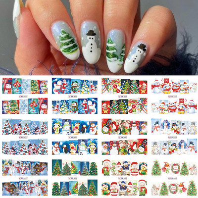 12 τεμ. Holly Tree Nails Αυτοκόλλητα Winter Greenery Elk Εορταστικό Χριστουγεννιάτικο Σχέδιο Νυχιών Διακόσμηση με μελόψωμο Drinking Water Sliders SLBN