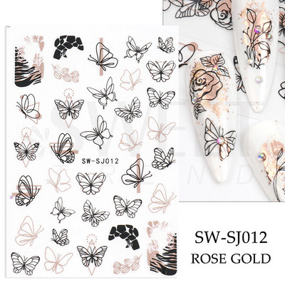 3D Leopard Prints French Tips Αυτοκόλλητα για μανικιούρ Άγρια Ζώα Καρδιά Πεταλούδα Anime Sliders Διακόσμηση Πρωτοχρονιάς Αξεσουάρ SAJO
