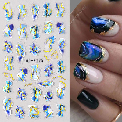 5D akrilna naljepnica za nokte Šarena geometrija lišća Francuski dizajn Naljepnice Abeceda Engleska slova Klizač Nail Art Manikura Dekoracija