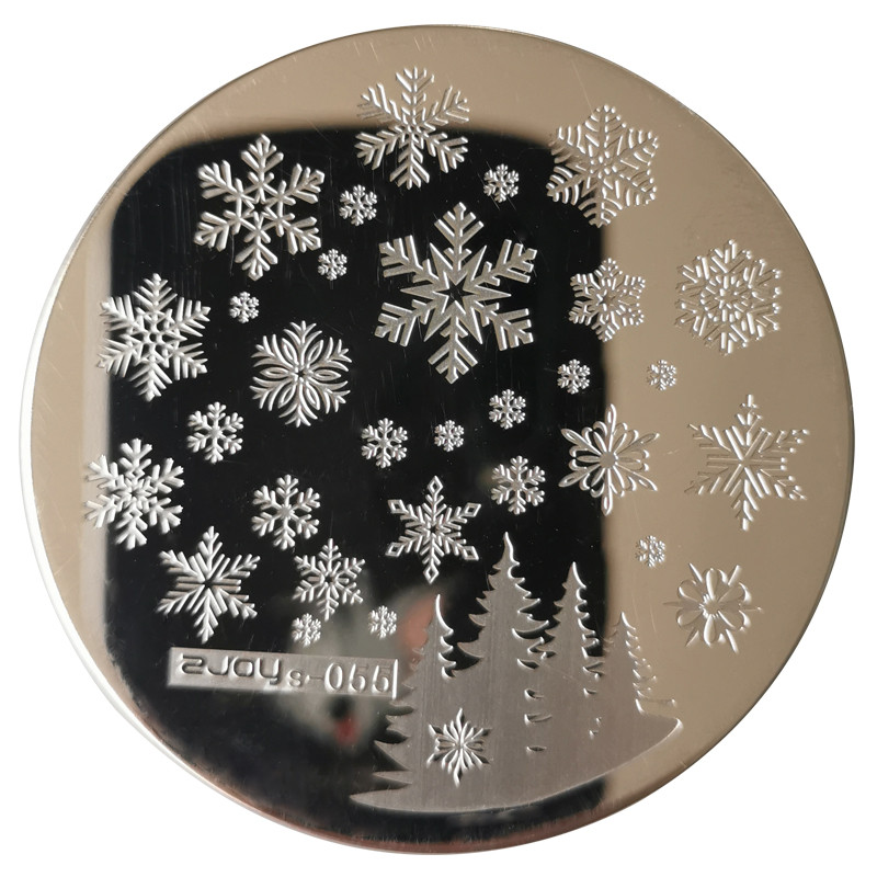 5,6cm Στρογγυλές πλάκες σφράγισης νυχιών Snowflake/Star/Leaf Stamping for Nails Stencils printing Template Stamp Tool Nails Stamping