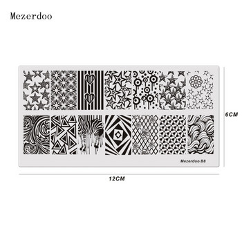 Mezerdoo Star Rose Patterns Rectangle Stamping Plate Space Star Moon Manicure DIY Nail Art Stamp Template B8