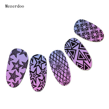 Mezerdoo Star Rose Patterns Rectangle Stamping Plate Space Star Moon Manicure DIY Nail Art Stamp Template B8
