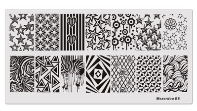 Μοτίβα με τριαντάφυλλο αστέρι Mezerdoo Ορθογώνιο πιάτο στάμπας Space Star Moon Μανικιούρ DIY Πρότυπο σφραγίδας τέχνης νυχιών B8