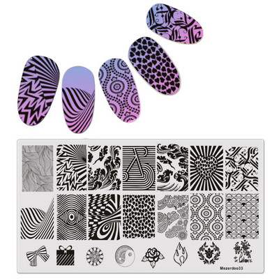 Μοτίβα με τριαντάφυλλο αστέρι Mezerdoo Ορθογώνιο πιάτο στάμπας Space Star Moon Μανικιούρ DIY Πρότυπο σφραγίδας τέχνης νυχιών B8