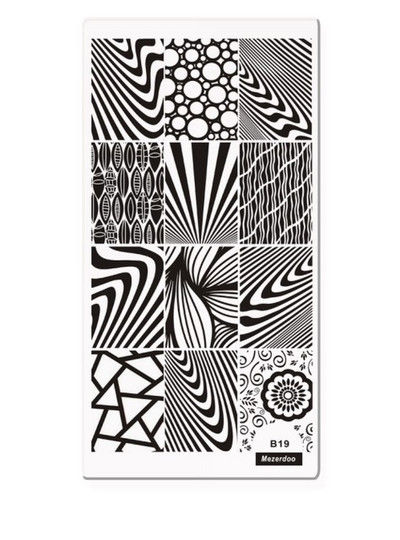 Μοτίβα με τριαντάφυλλο αστέρι Mezerdoo Ορθογώνιο πιάτο στάμπας Space Star Moon Μανικιούρ DIY Πρότυπο σφραγίδας τέχνης νυχιών B8