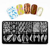 1 τεμ 6*12 cm Πλάκα σφράγισης Nail Art Letter Ζώο λουλούδι Πρότυπο γεωμετρίας με φτερά εκτύπωση Εργαλεία από ανοξείδωτο χάλυβα Στένσιλ εικόνας