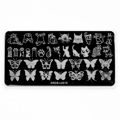 1 τεμ 6*12 cm Πλάκα σφράγισης Nail Art Letter Ζώο λουλούδι Πρότυπο γεωμετρίας με φτερά εκτύπωση Εργαλεία από ανοξείδωτο χάλυβα Στένσιλ εικόνας