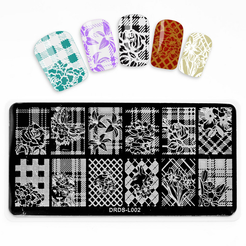 1 τεμ 6*12 cm Πλάκα σφράγισης Nail Art Letter Ζώο λουλούδι Πρότυπο γεωμετρίας με φτερά εκτύπωση Εργαλεία από ανοξείδωτο χάλυβα Στένσιλ εικόνας