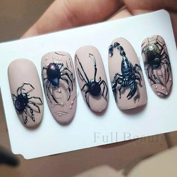 Απόκριες αυτοκόλλητα μανικιούρ Spider Skull Nail Sliders Anime Σχέδιο κλόουν τρισδιάστατα τρισδιάστατα σημάδια τρόμου Διακοσμητικά νυχιών LACA788