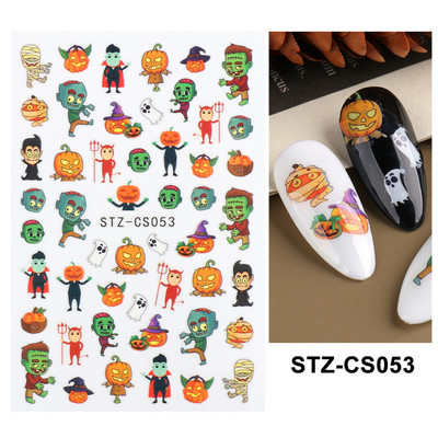 Halloweeni kleebised maniküür ämblik pealuu küünte liugurid Anime klouni disain 3D õudusarmid küünekunsti kaunistused LACA788