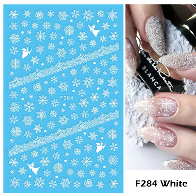 Τρισδιάστατα Λευκά Snowflakes Χειμερινά συρόμενα για αυτοκόλλητα νυχιών Χριστουγεννιάτικα διακοσμητικά αυτοκόλλητα για το νέο έτος DIY Εργαλεία τέχνης μανικιούρ GLF281-284